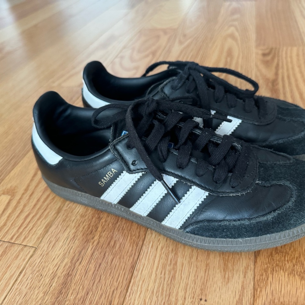 Adidas Samba Black and White Leather Sneakers